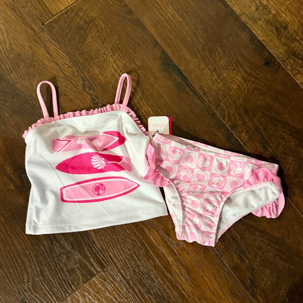 Toddler Girl 3T Barbie Tankini Swimsuit~Barbie Surfing Swimsuit Pink Toddler